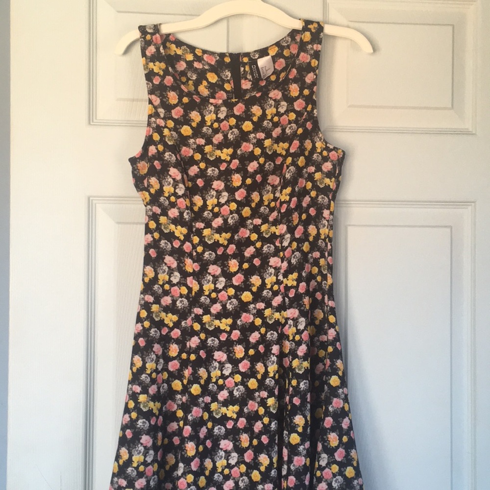 a-line flower print dress